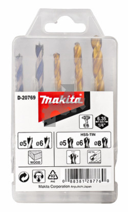 Makita borenset 5-delig hout en metaal - D-20769