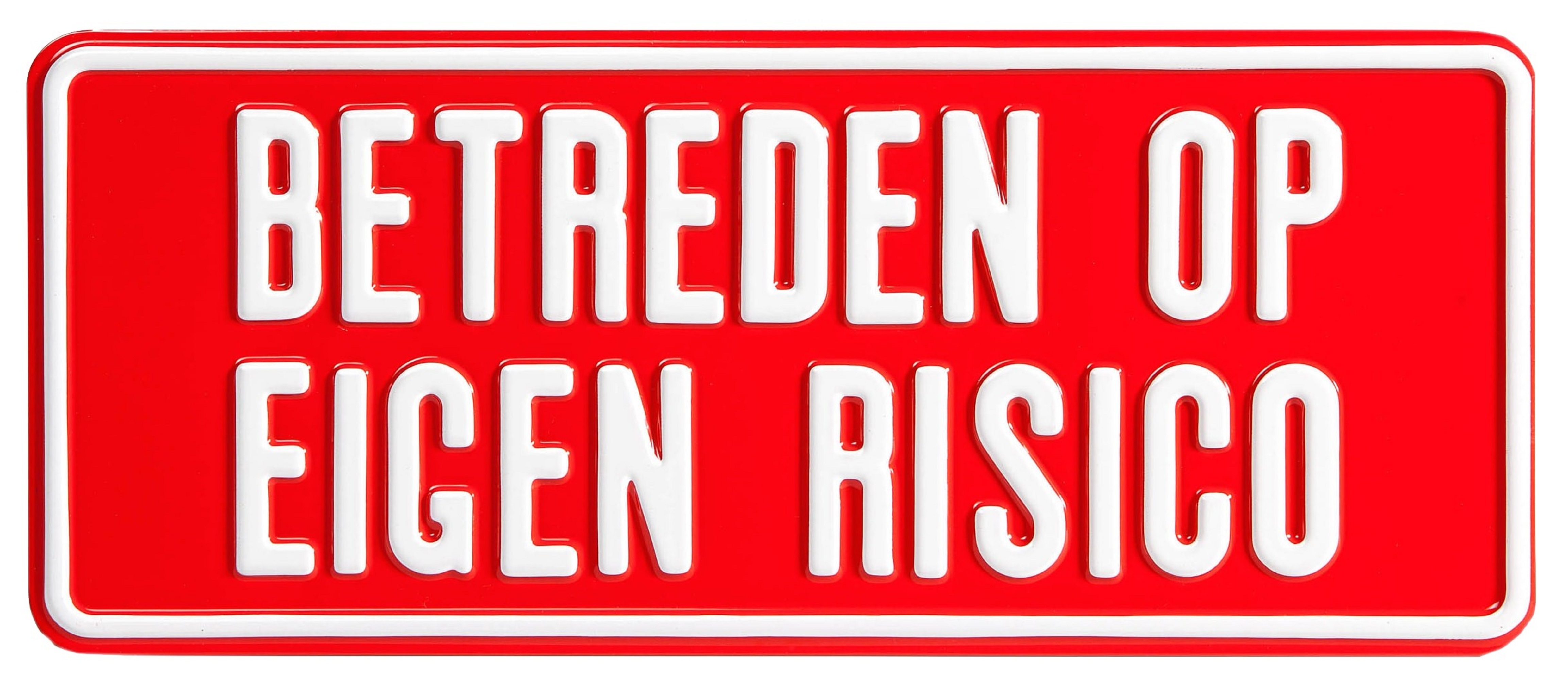 Geperst bordje - betreden op eigen risico - 36x15