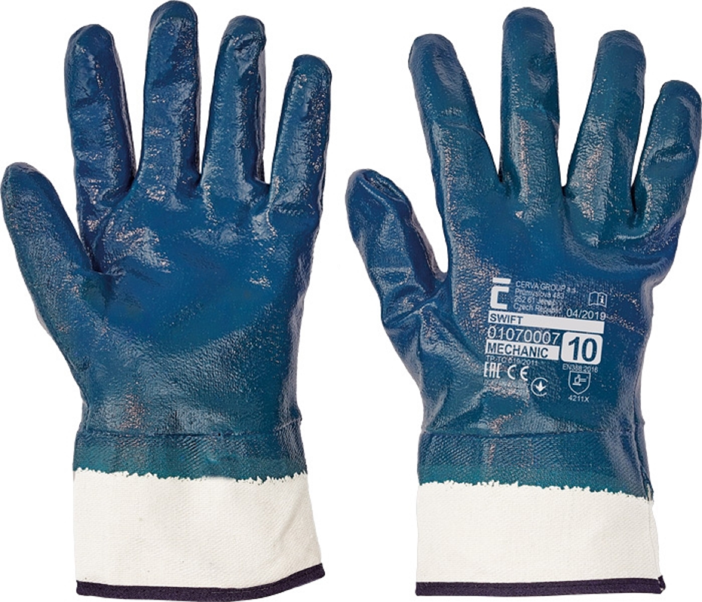Handschoen Cerva Swift blauw gecoat (tot aan de boord), XL