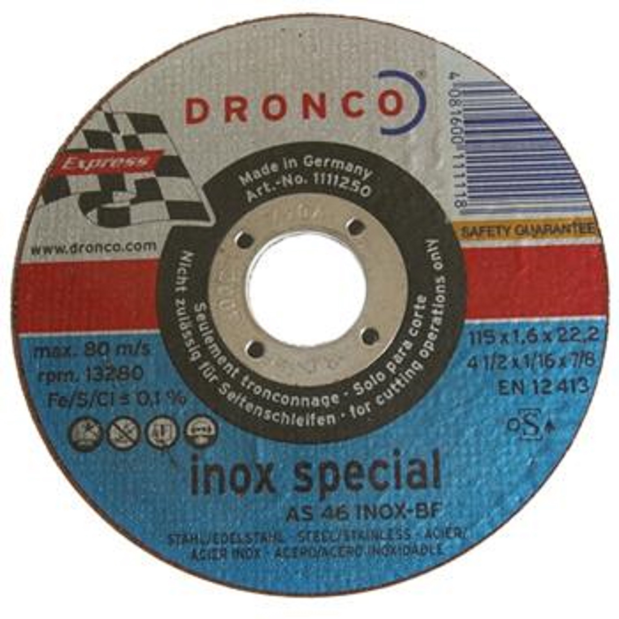 Doorslijpschijf Inox 115 x 22,2x1,6mm