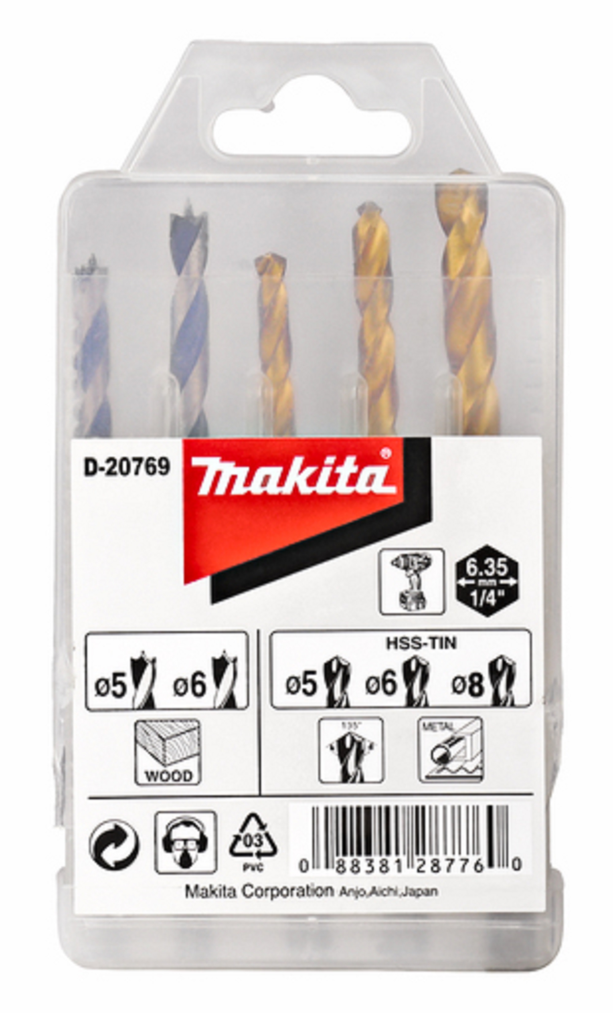 Makita borenset 5-delig hout en metaal - D-20769