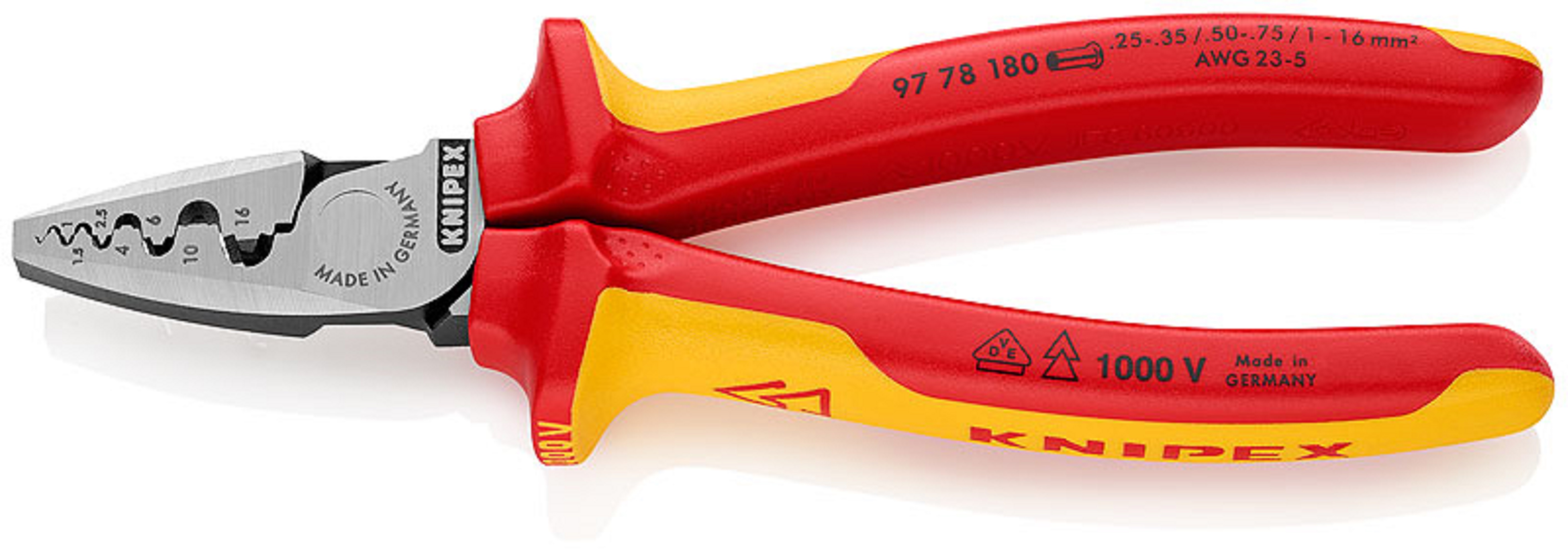 Knipex krimptang adereindhuls 0,25-16 mm VDE 9778180